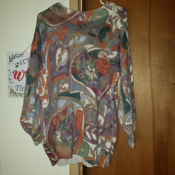 Extra Energy Printed Silk Blend Knit Sweater, Women's Size S - Picture 2 of 7